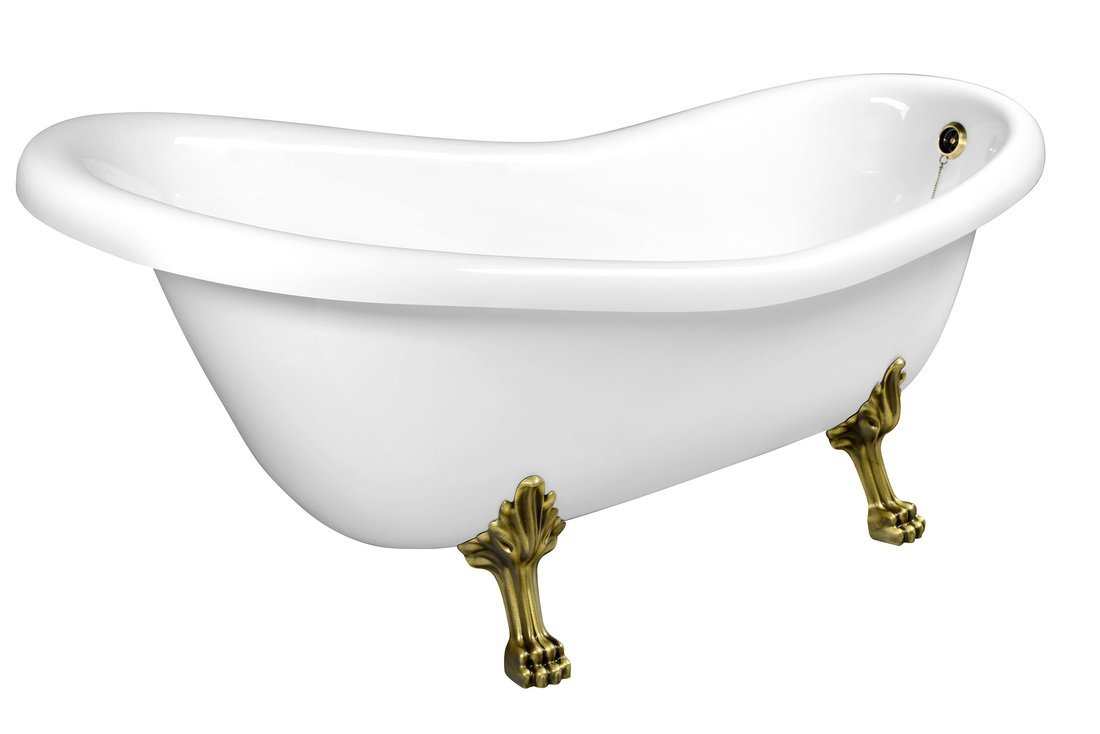 RETRO volně stojící vana 147x69,5x67,5cm, nohy chrom mat, bílá